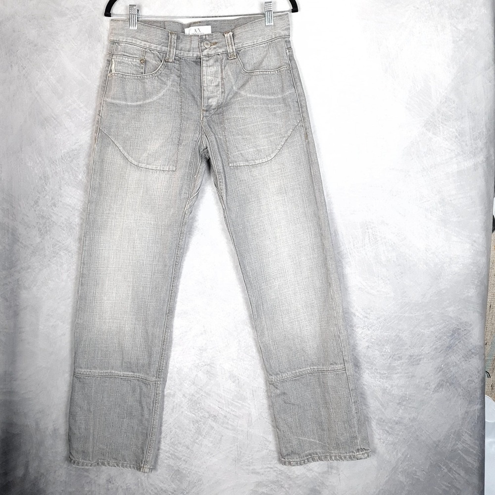 Vntg Armani Exchange A|X Jeans Mens 31 Gray Button Fly Straight Leg Cotton Denim
